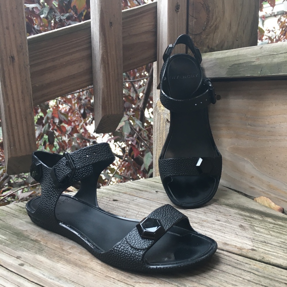 Givenchy black rubber jelly sandals pebble jewel 5